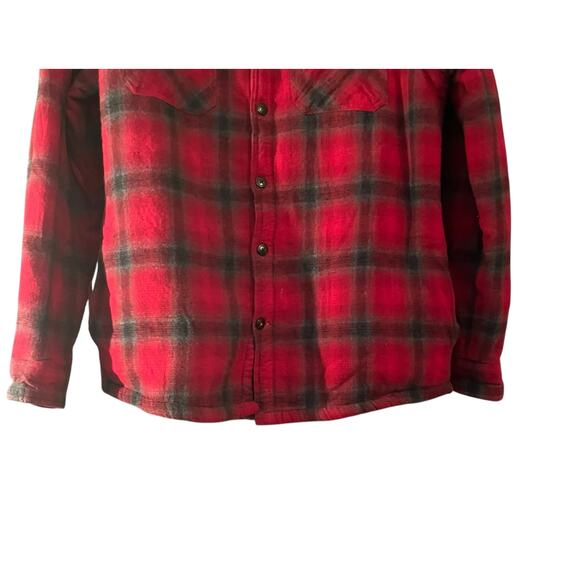 Coleman Red Plaid Shacket Mens M Sherpa Lining Cotton Country Outdoorsy Grunge - Picture 5 of 11